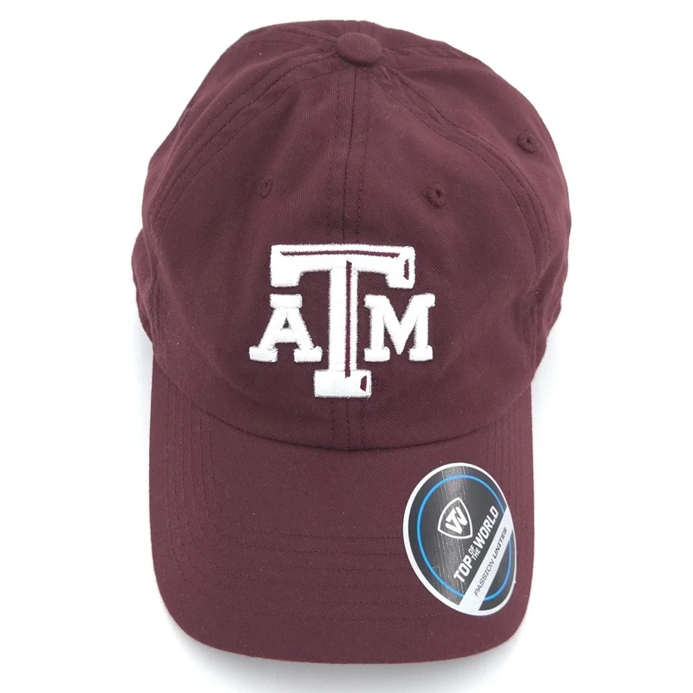Texas A&M Hat Mens Maroon Red Adjustable Strapback Dad Cap Top of the World NEW
